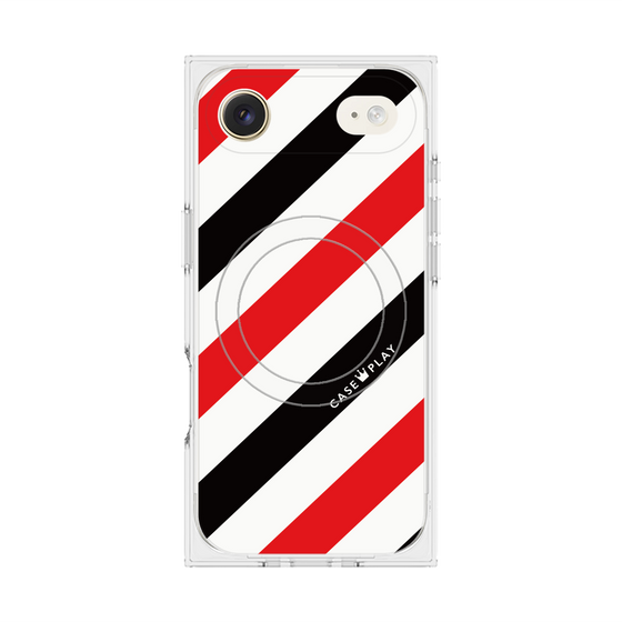 Premium Square Case with MagSafe［ Big Stripe - Red × Black ］