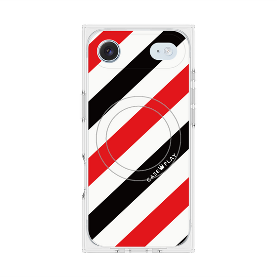 Premium Square Case with MagSafe［ Big Stripe - Red × Black ］