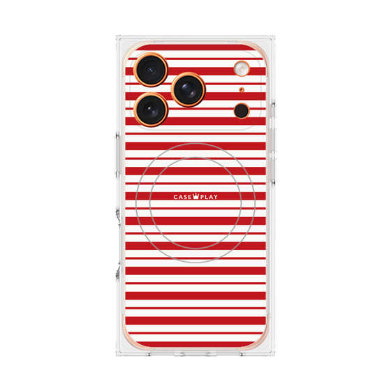 Premium Square Case with MagSafe［ Small Border - Red ］