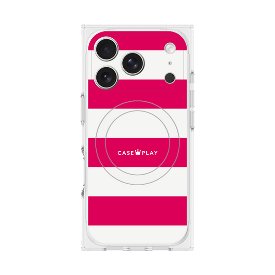 Premium Square Case with MagSafe［ Big Border - Pink ］