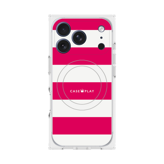 Premium Square Case with MagSafe［ Big Border - Pink ］