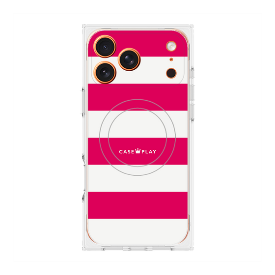 Premium Square Case with MagSafe［ Big Border - Pink ］