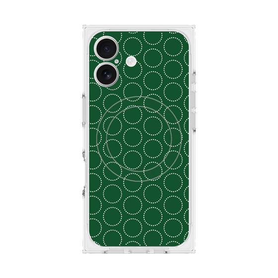 Premium Square Case with MagSafe［ Dot Circle - Green ］