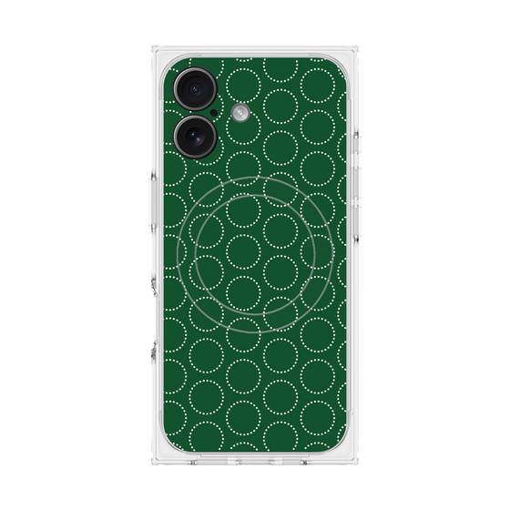 Premium Square Case with MagSafe［ Dot Circle - Green ］