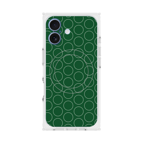 Premium Square Case with MagSafe［ Dot Circle - Green ］
