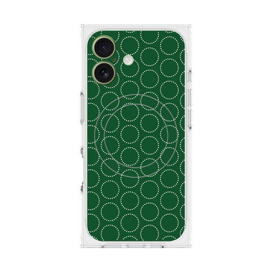 Premium Square Case with MagSafe［ Dot Circle - Green ］