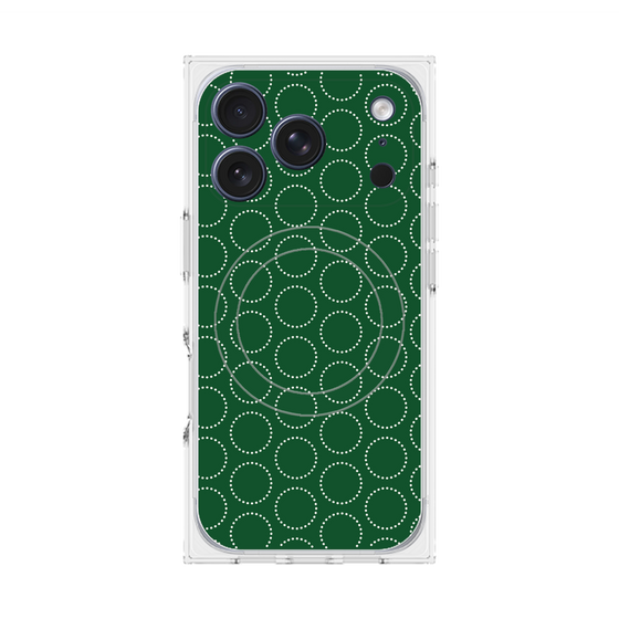 Premium Square Case with MagSafe［ Dot Circle - Green ］