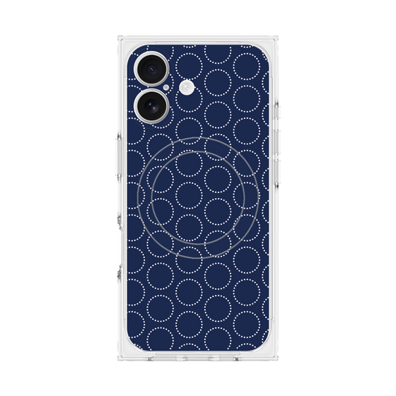 Premium Square Case with MagSafe［ Dot Circle - Navy ］