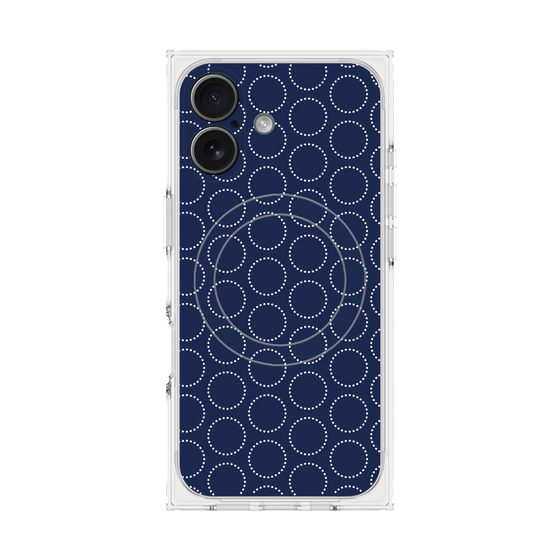 Premium Square Case with MagSafe［ Dot Circle - Navy ］