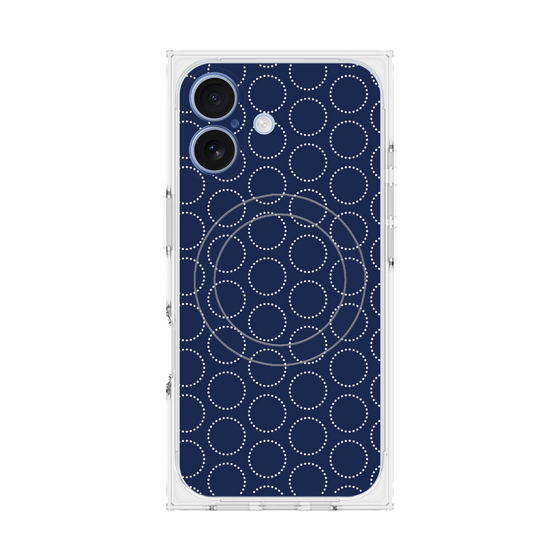 Premium Square Case with MagSafe［ Dot Circle - Navy ］