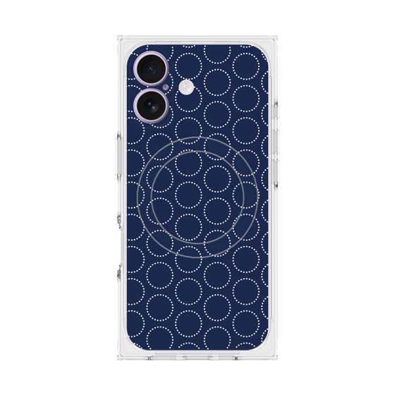 Premium Square Case with MagSafe［ Dot Circle - Navy ］