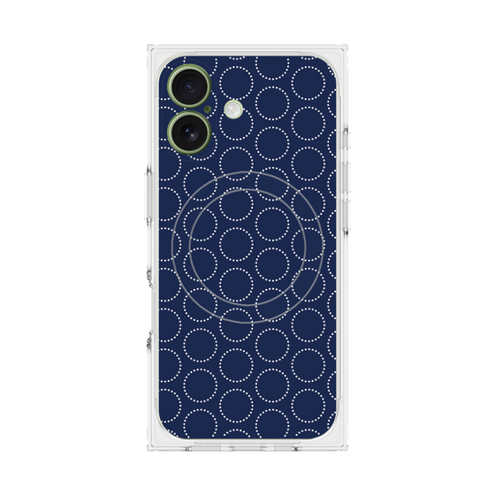 Premium Square Case with MagSafe［ Dot Circle - Navy ］