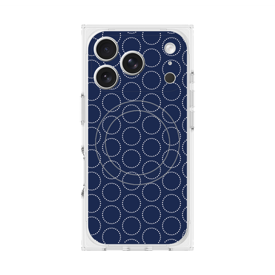 Premium Square Case with MagSafe［ Dot Circle - Navy ］