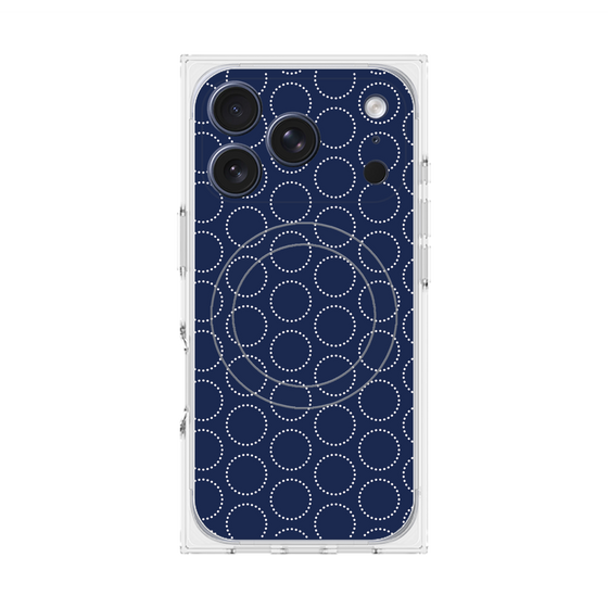 Premium Square Case with MagSafe［ Dot Circle - Navy ］