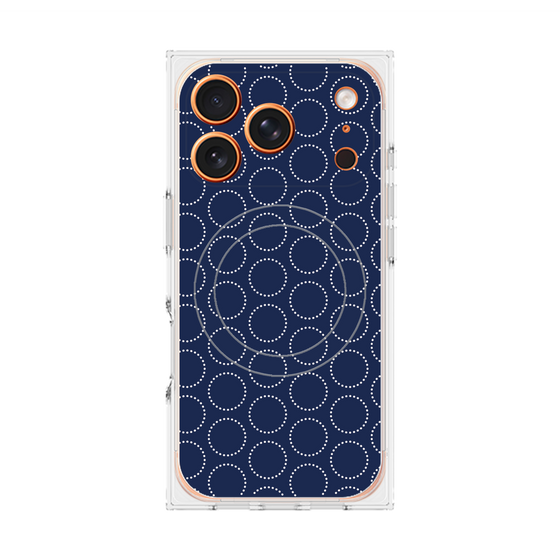Premium Square Case with MagSafe［ Dot Circle - Navy ］