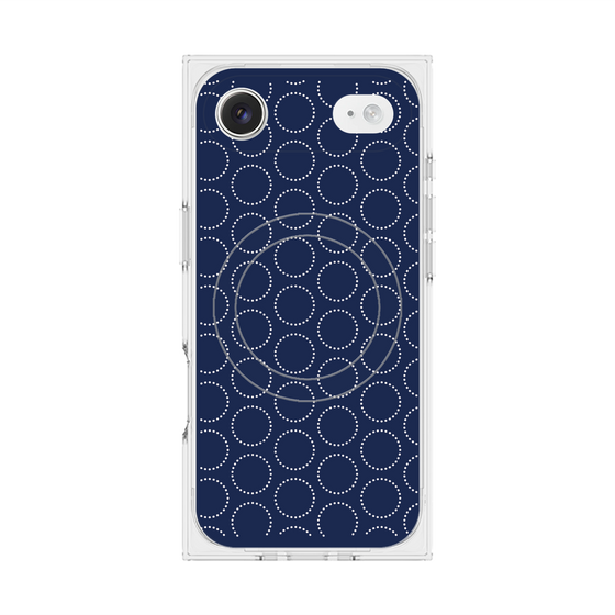 Premium Square Case with MagSafe［ Dot Circle - Navy ］
