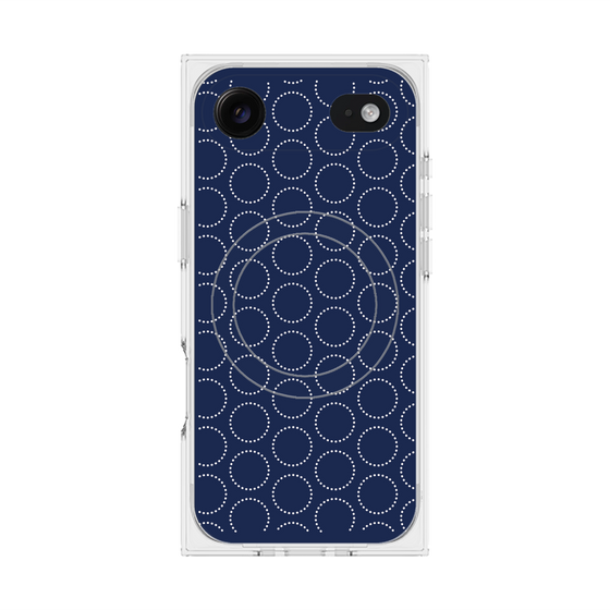 Premium Square Case with MagSafe［ Dot Circle - Navy ］