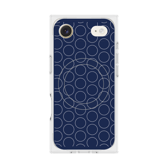 Premium Square Case with MagSafe［ Dot Circle - Navy ］