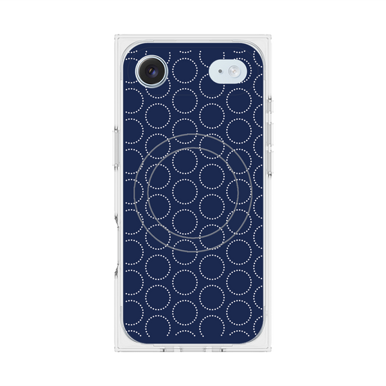 Premium Square Case with MagSafe［ Dot Circle - Navy ］