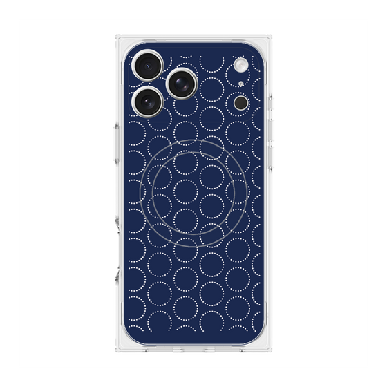 Premium Square Case with MagSafe［ Dot Circle - Navy ］