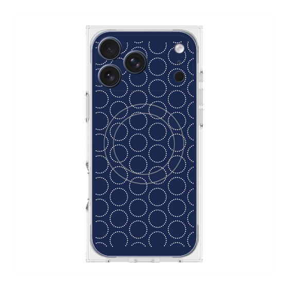 Premium Square Case with MagSafe［ Dot Circle - Navy ］