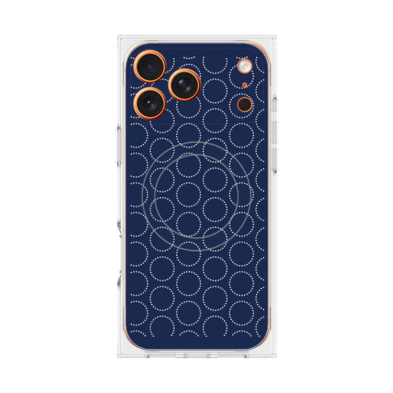 Premium Square Case with MagSafe［ Dot Circle - Navy ］