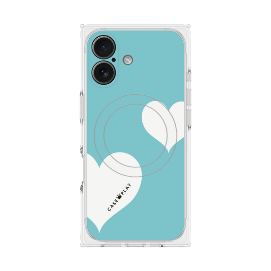 Premium Square Case with MagSafe［ Two Hearts - Blue ］