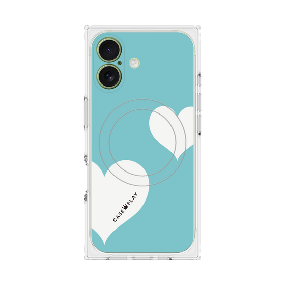 Premium Square Case with MagSafe［ Two Hearts - Blue ］