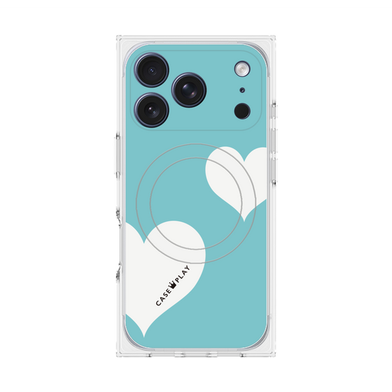 Premium Square Case with MagSafe［ Two Hearts - Blue ］