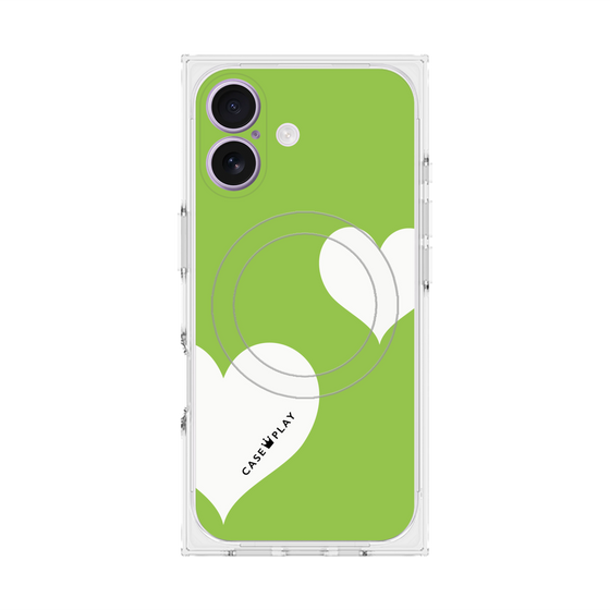 Premium Square Case with MagSafe［ Two Hearts - Green ］