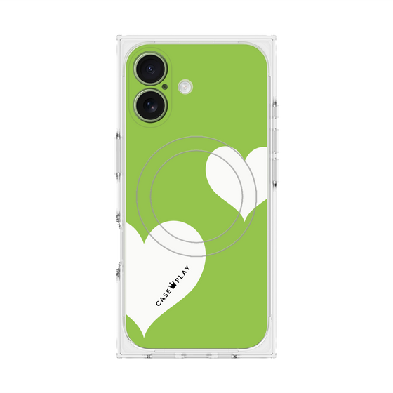 Premium Square Case with MagSafe［ Two Hearts - Green ］