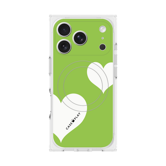 Premium Square Case with MagSafe［ Two Hearts - Green ］
