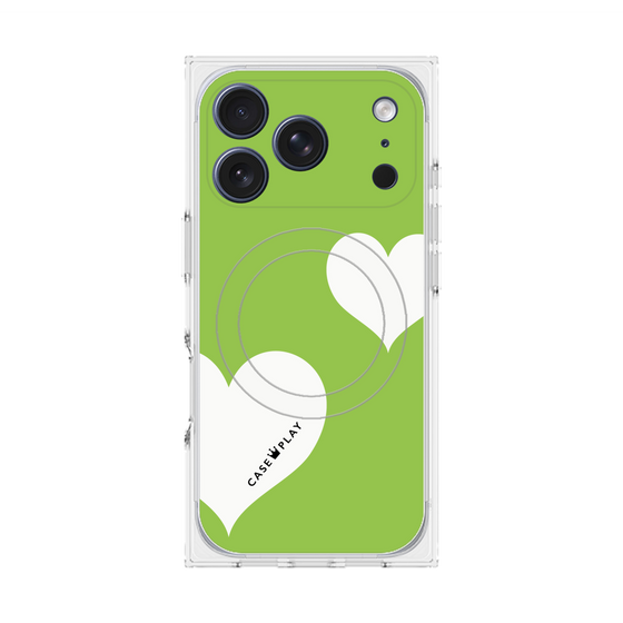 Premium Square Case with MagSafe［ Two Hearts - Green ］