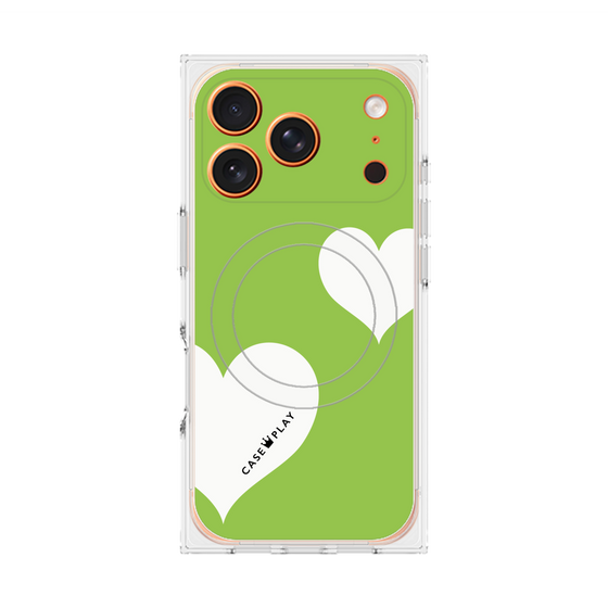 Premium Square Case with MagSafe［ Two Hearts - Green ］