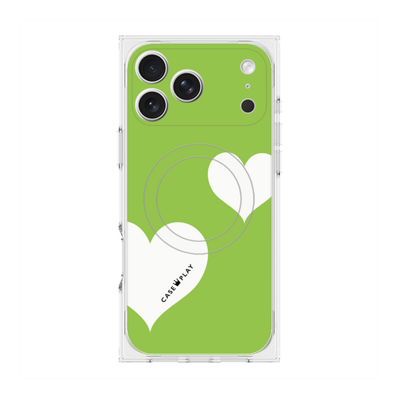 Premium Square Case with MagSafe［ Two Hearts - Green ］