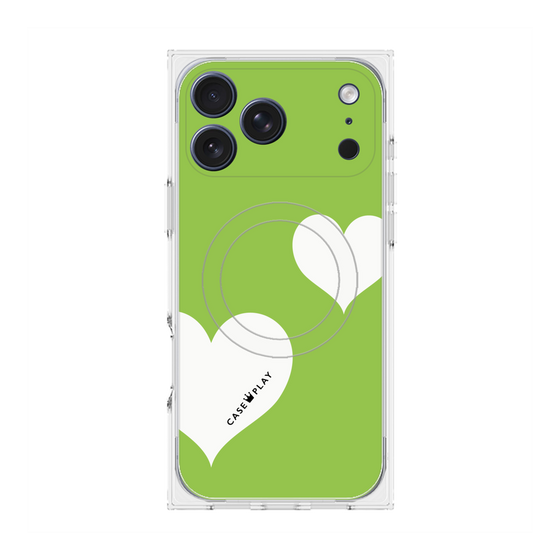 Premium Square Case with MagSafe［ Two Hearts - Green ］