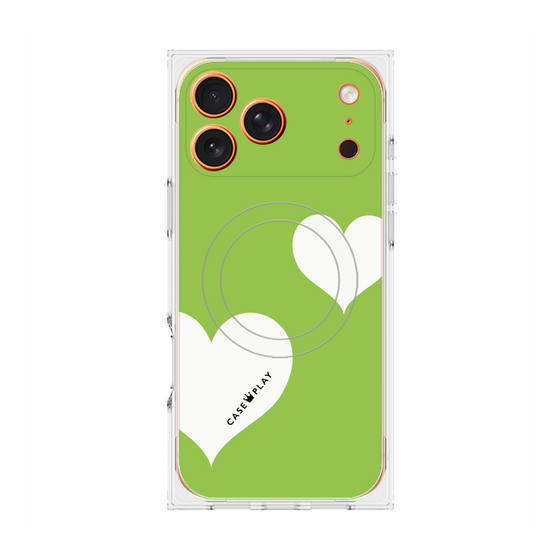 Premium Square Case with MagSafe［ Two Hearts - Green ］