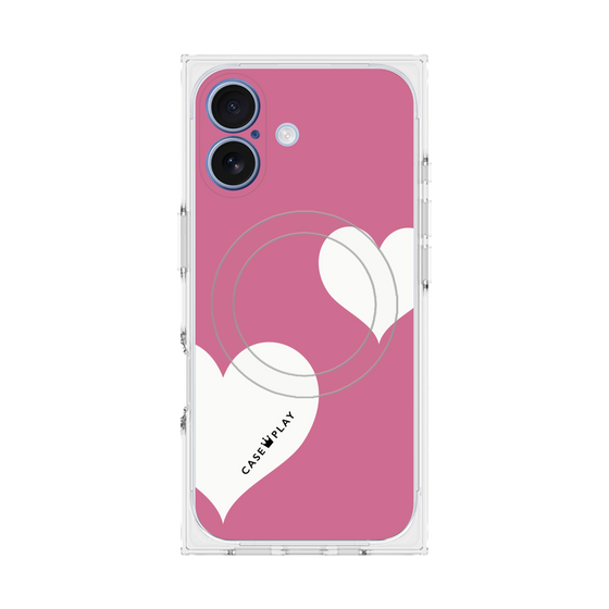 Premium Square Case with MagSafe［ Two Hearts - Pink ］