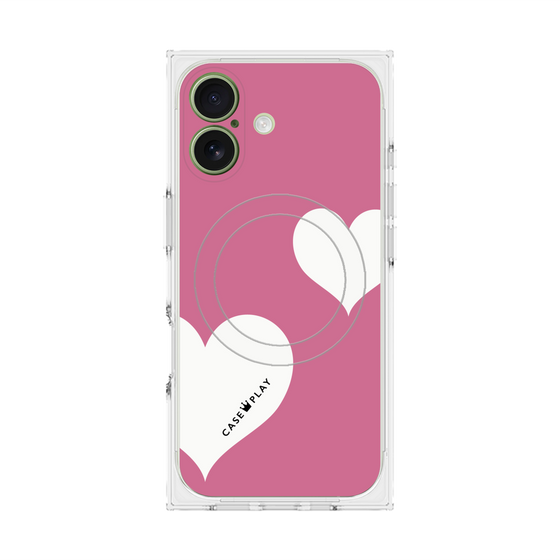 Premium Square Case with MagSafe［ Two Hearts - Pink ］