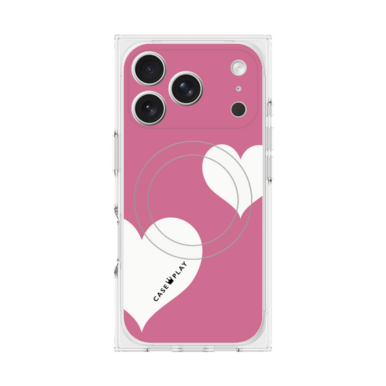 Premium Square Case with MagSafe［ Two Hearts - Pink ］