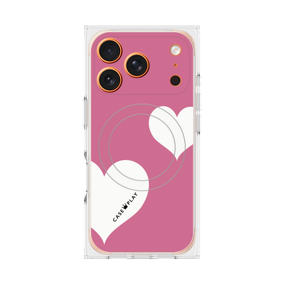 Premium Square Case with MagSafe［ Two Hearts - Pink ］