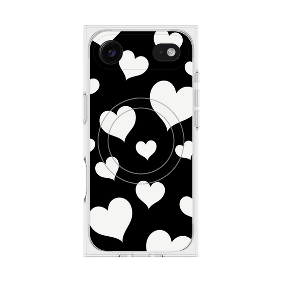 Premium Square Case with MagSafe［ Dot Hearts - Black ］