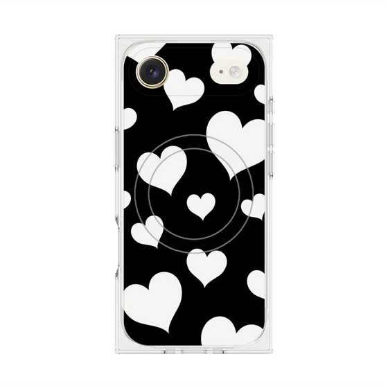 Premium Square Case with MagSafe［ Dot Hearts - Black ］
