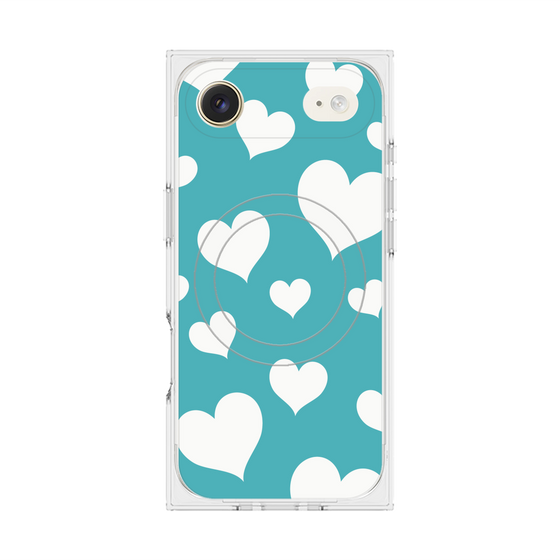 Premium Square Case with MagSafe［ Dot Hearts - Blue ］