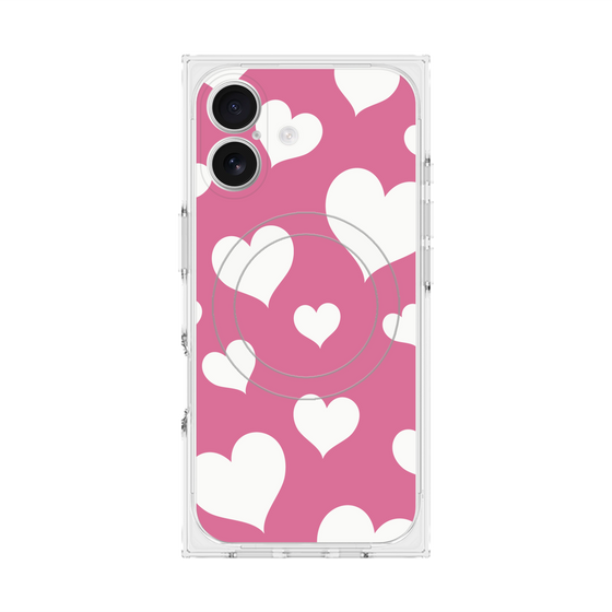 Premium Square Case with MagSafe［ Dot Hearts - Pink ］