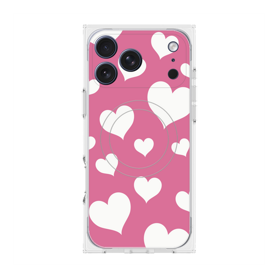 Premium Square Case with MagSafe［ Dot Hearts - Pink ］
