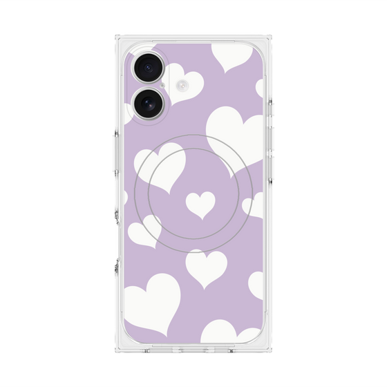 Premium Square Case with MagSafe［ Dot Hearts - Purple ］