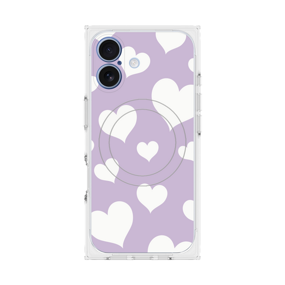 Premium Square Case with MagSafe［ Dot Hearts - Purple ］