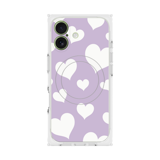 Premium Square Case with MagSafe［ Dot Hearts - Purple ］
