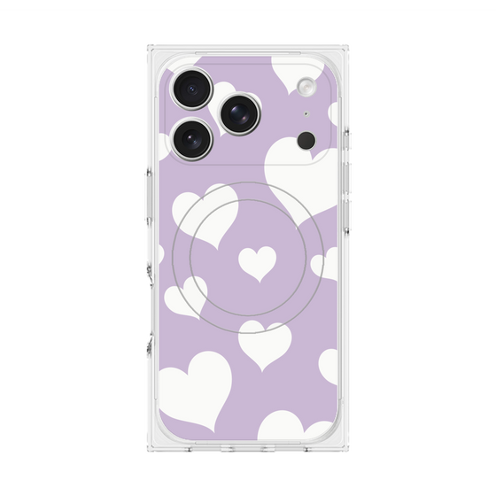 Premium Square Case with MagSafe［ Dot Hearts - Purple ］